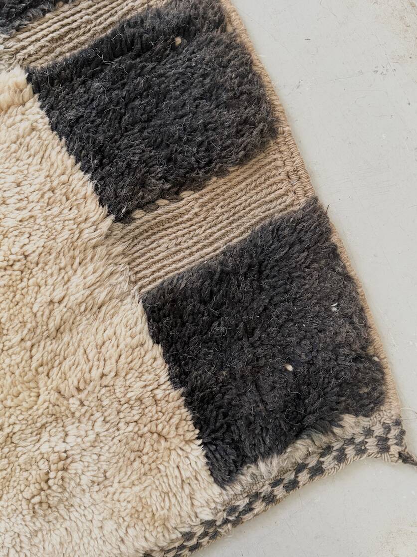 Grand tapis Mrirt béni, 100% laine vierge vintage, 4m x 3
