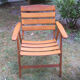 Mid century patinated wood folding garden or patio elbow chair, 1960s