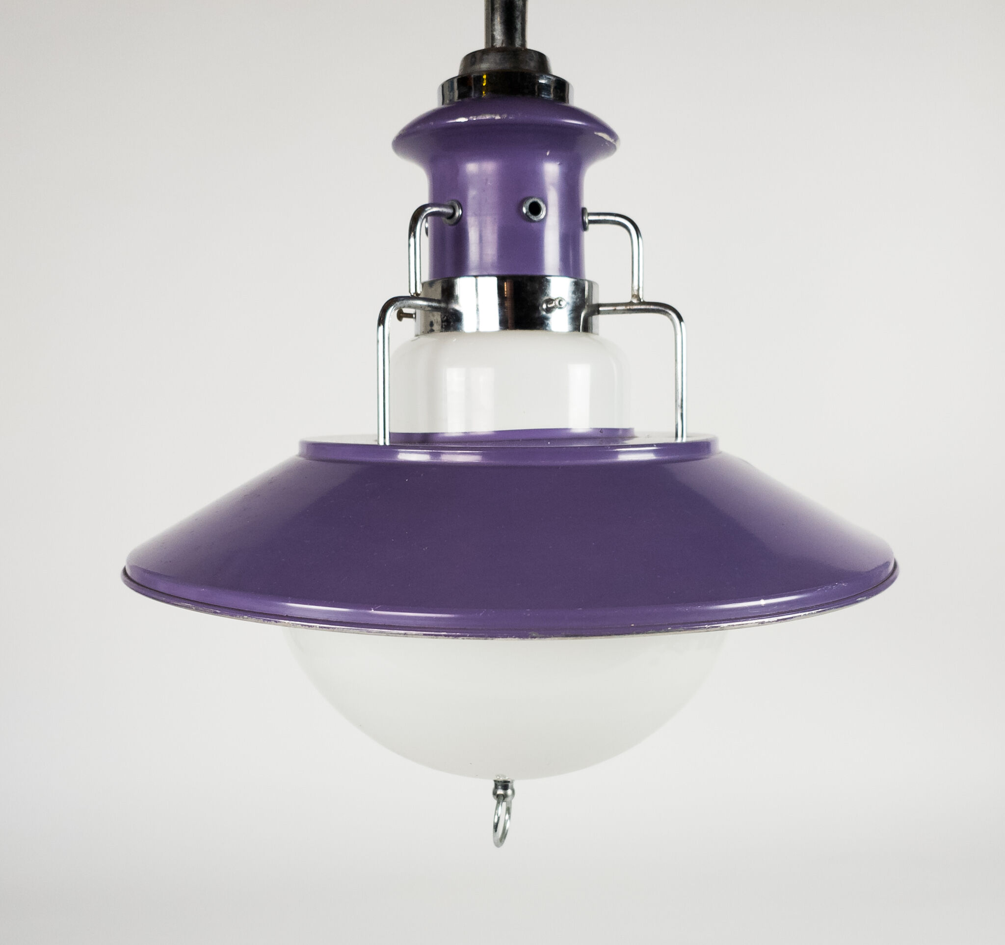 Lampe suspendue Brevettato en verre opale et métal Italie 70s