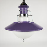 Lampe suspendue Brevettato en verre opale et métal Italie 70s