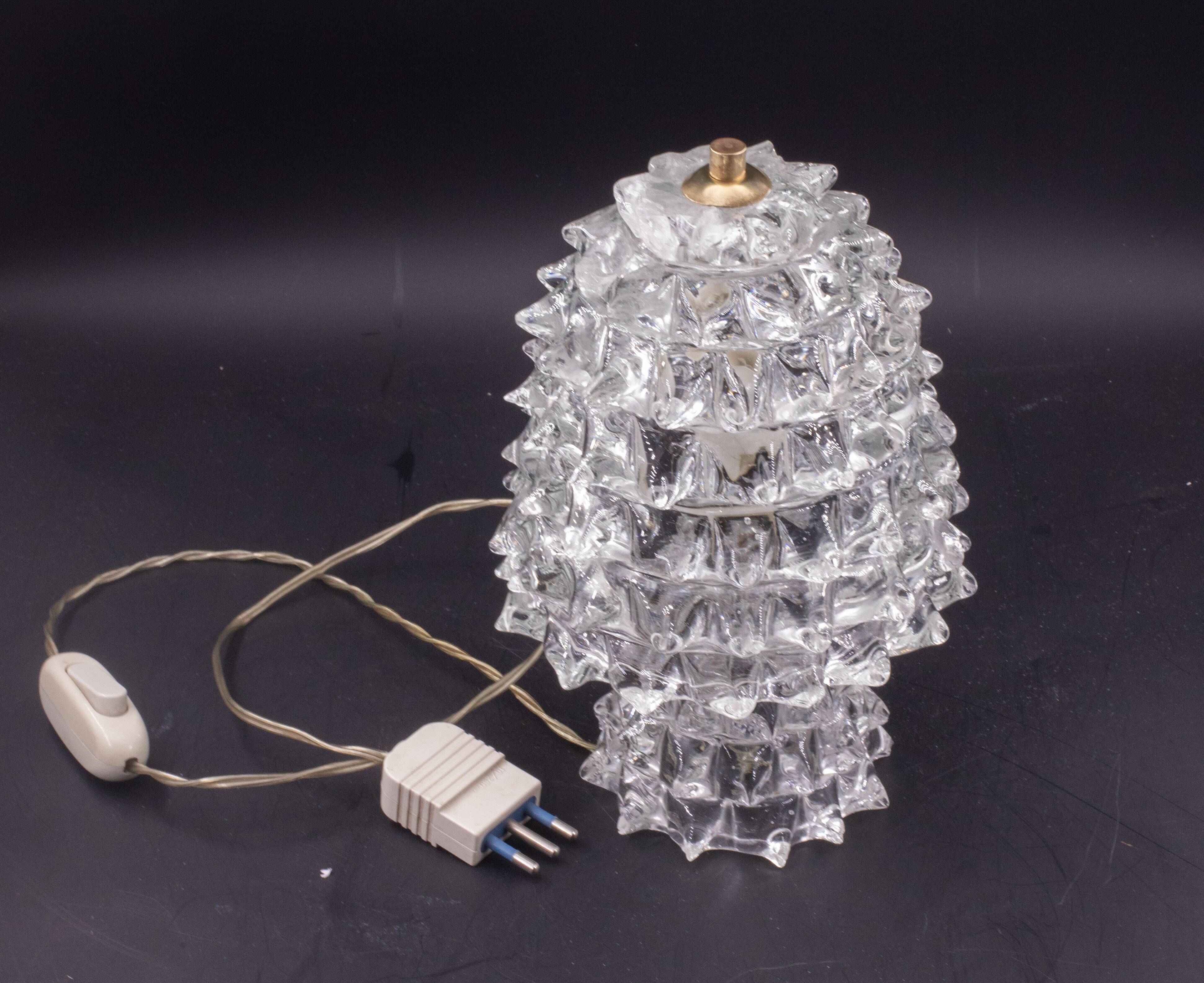 Elegant Table Lamp in Rostrato Murano Glass Vase for Barovier & Toso, 1940s