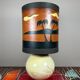 Lampe originale céramique et cuir vintage