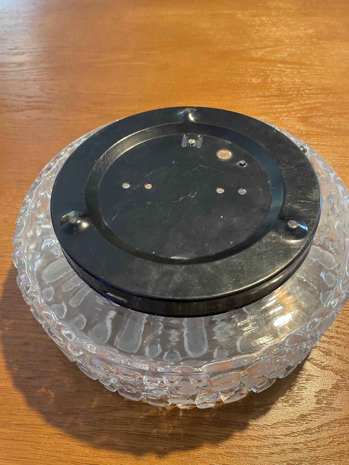 Vintage pressed glass ceiling light from the 1970s