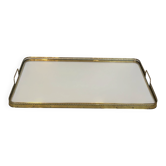 Plateau de Service Rectangulaire à Galerie Ajourée en Laiton. Travail Franç