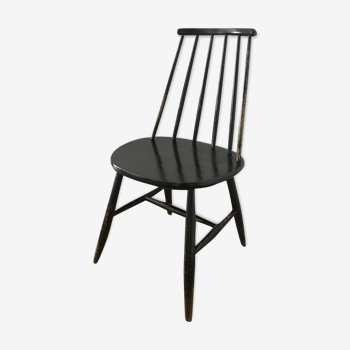 Scandinavian chair Haga Fors Sweden in black laqué wood circa 1950