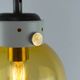 Vintage Mid-Century Modern Industrial Amber Glass And Brass Metal Lamp