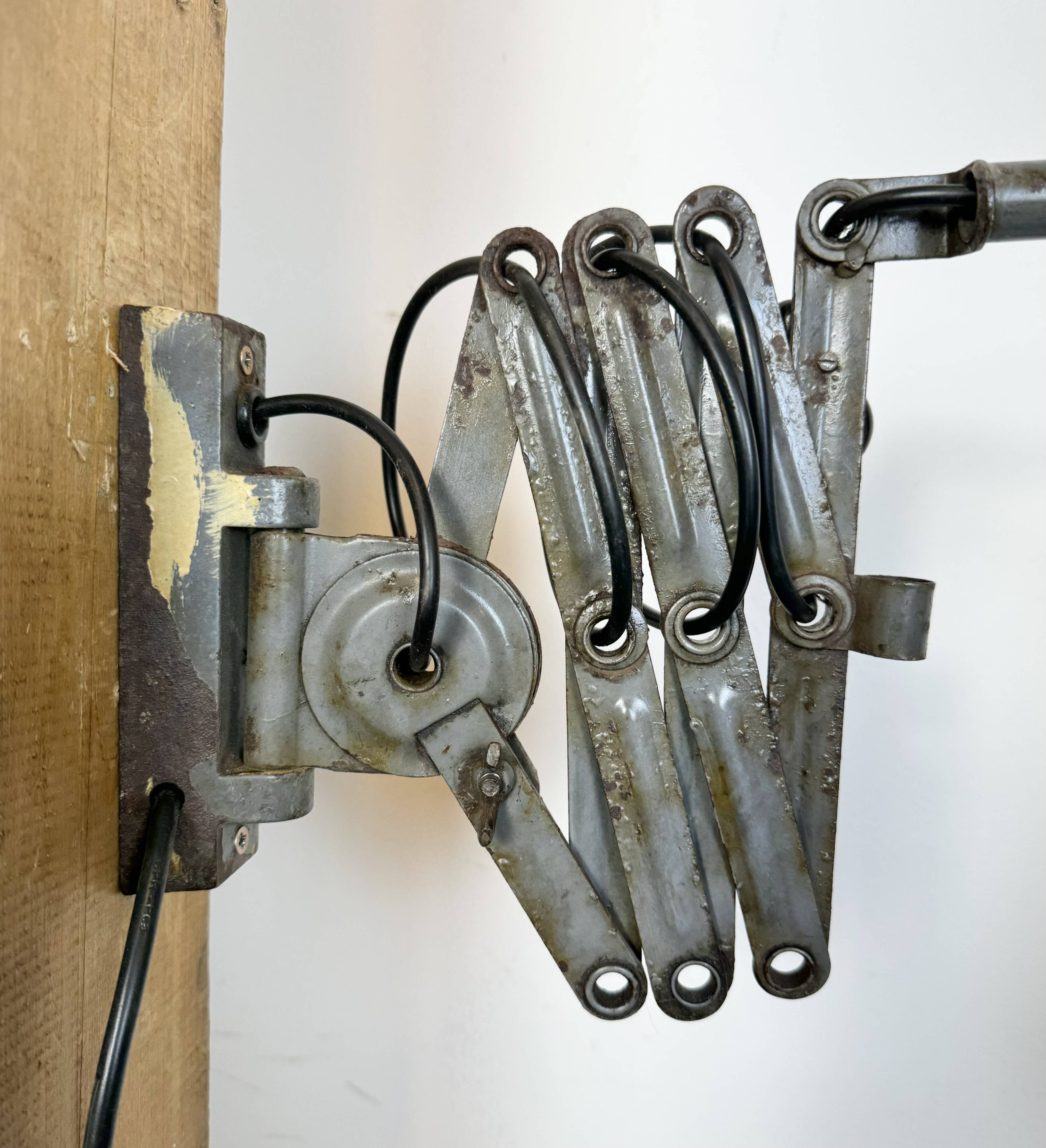 Grey Industrial Scissor Wall Lamp from Elektroinstala, 1960s