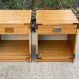 2 Scandinavian wooden boat-style bedside tables
