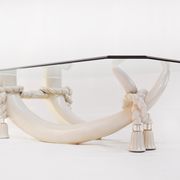 Hollywood regency style faux tusk coffee table, 1980s