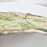 Vintage Draining Salad Bowl Signed GV In Grape Vine Leaf Barbotine