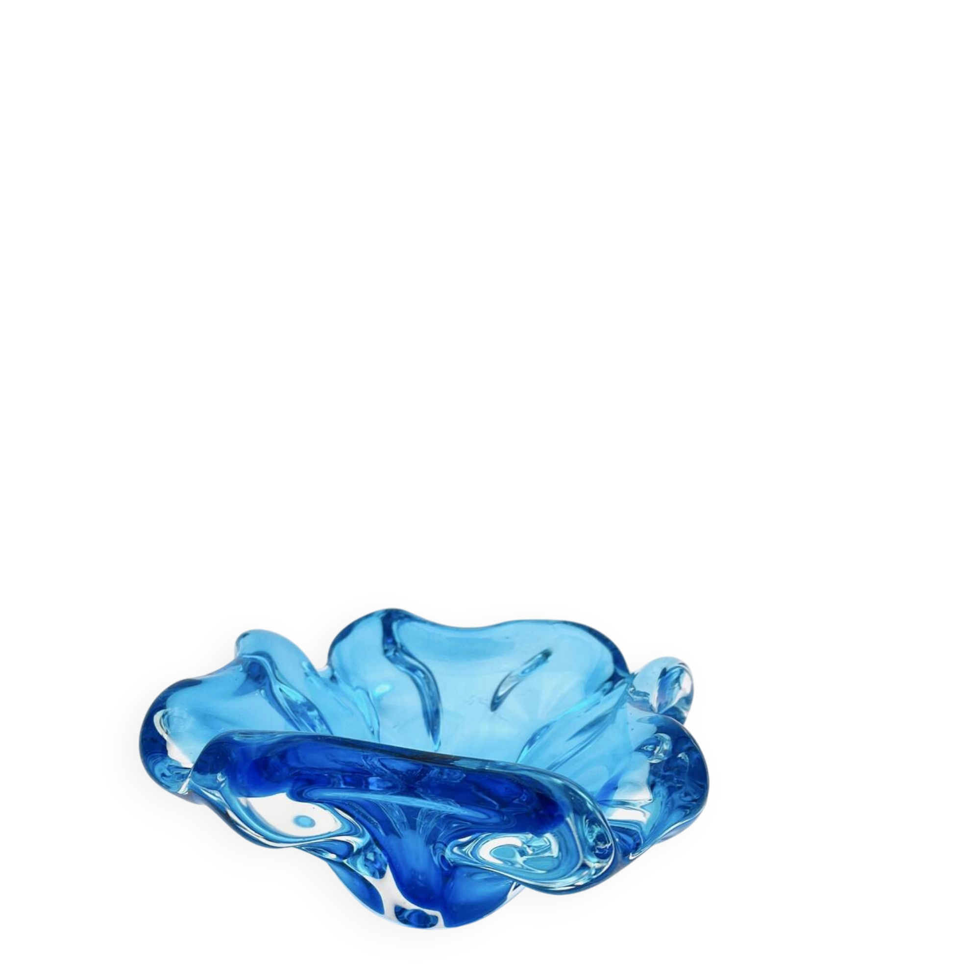 Flavio Poli Murano Crystal Sommerso Blue Turquoise Cup 17cm
