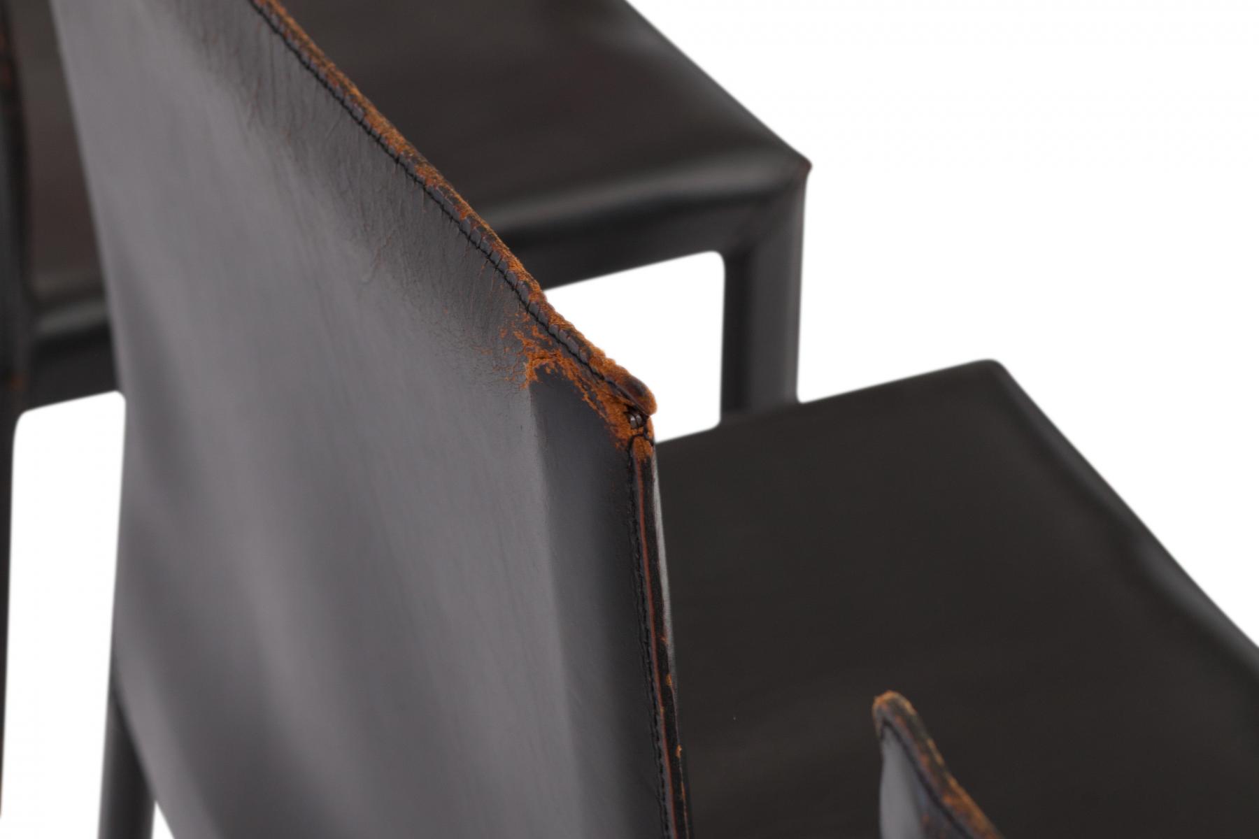 Set de 6 chaises en cuir noir par Studio Grassi & Bianchi pour Pellizoni Pasqualina 1980