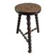 Solid wood stool with patinated varnished tripod legs