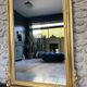 Antique Louis-Philippe mirror with a pediment, 160/93cm, gilded with gold leaf, mercury glass.