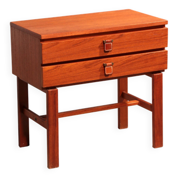 Vintage teak chest of drawers with leather handles by Fröseke Nybrofabrik