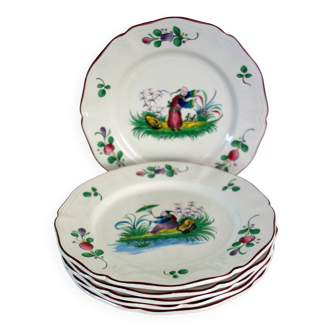 6 Saint Clément Luneville dessert plates with Chinese decoration