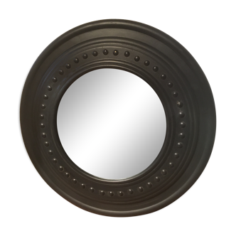 Black round pine mirror