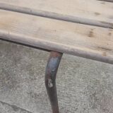Wooden and vintage metal school bench