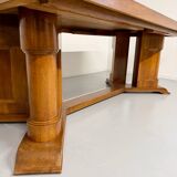 Ancienne table en noyer et loupe art déco année 30 France rallonges