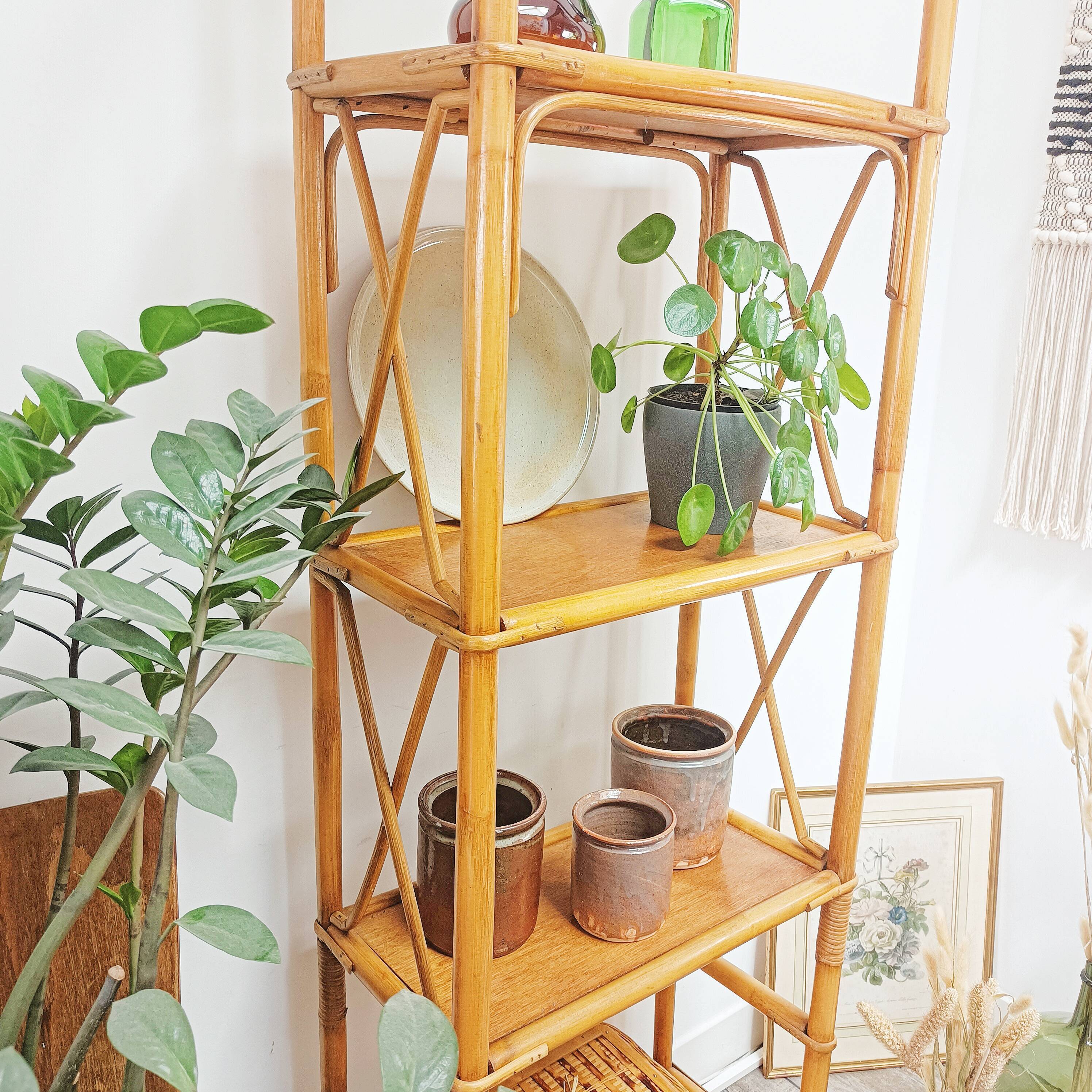 Vintage rattan shelf