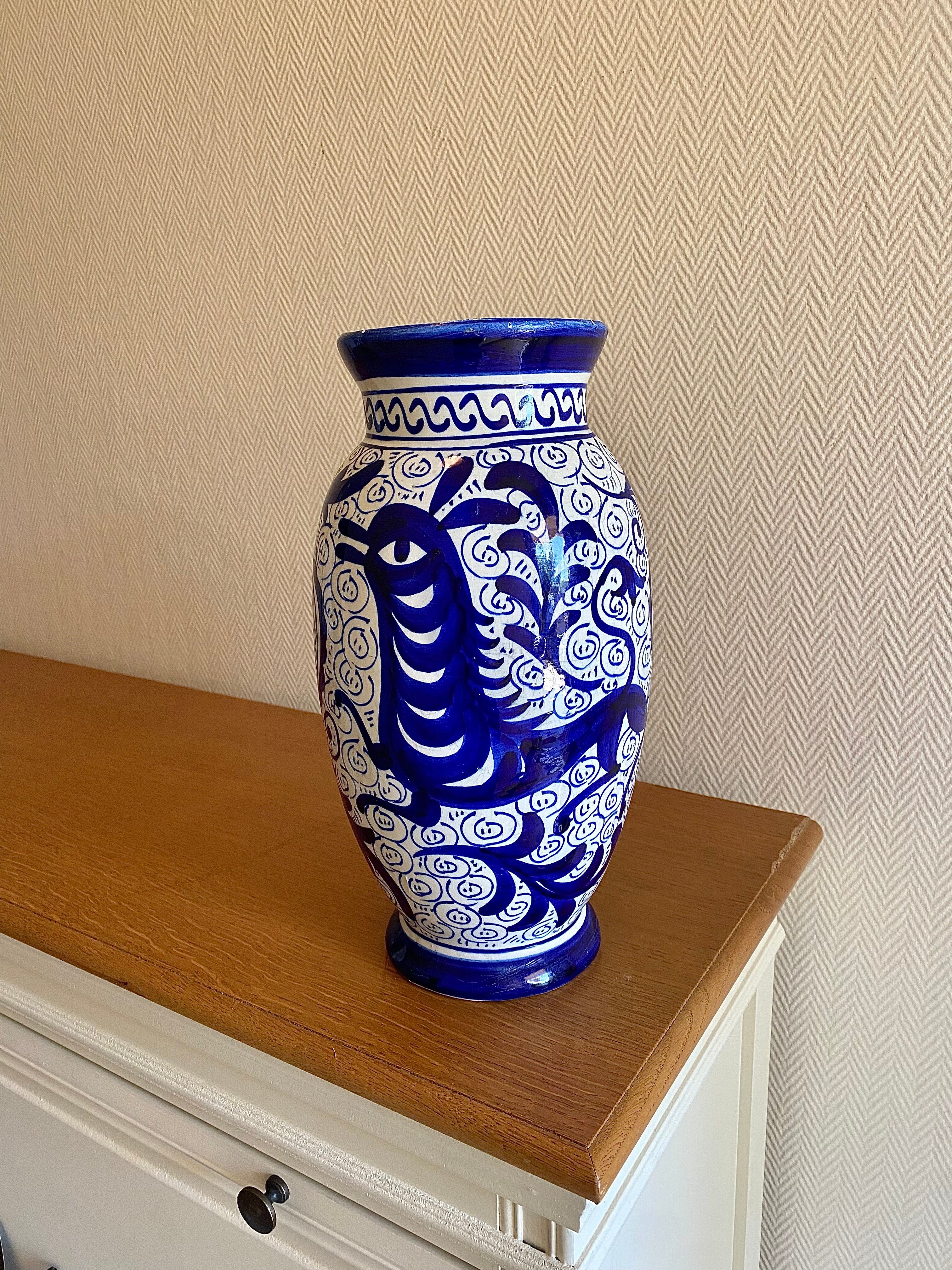 Ancient hand-painted Turkish ceramic vase