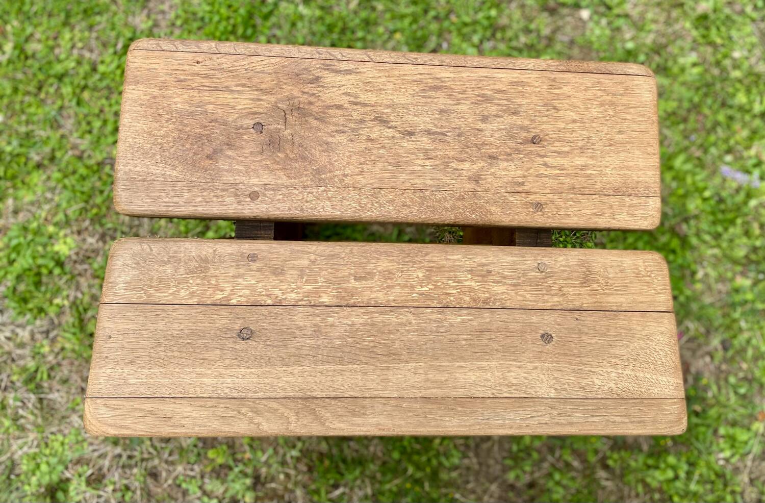 Pair of handcrafted solid elm benches