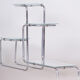 unusual bauhaus style chrome étagère, flower stand, glass, czechia, 1930s
