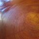 Tripod coffee table - solid okoumé wood - organic shape - brutalist style