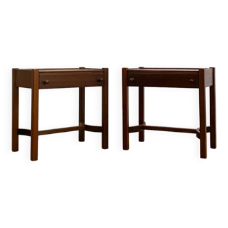 Jacques hauville (attributed to) - pair of teak bedside tables