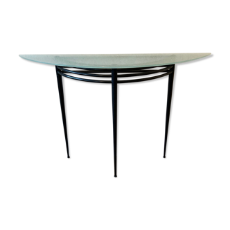Pascal Mourgue model console "Atlantic" in metal and glass, edition Artelano