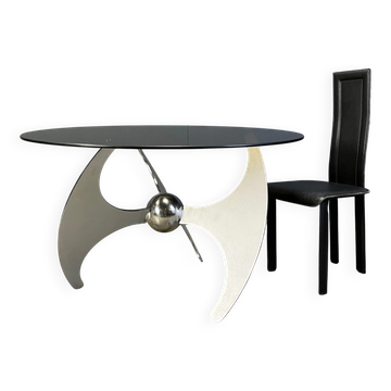 Table à manger ou table basse réglable "Helix" de Luciano Campanini, années 1970.