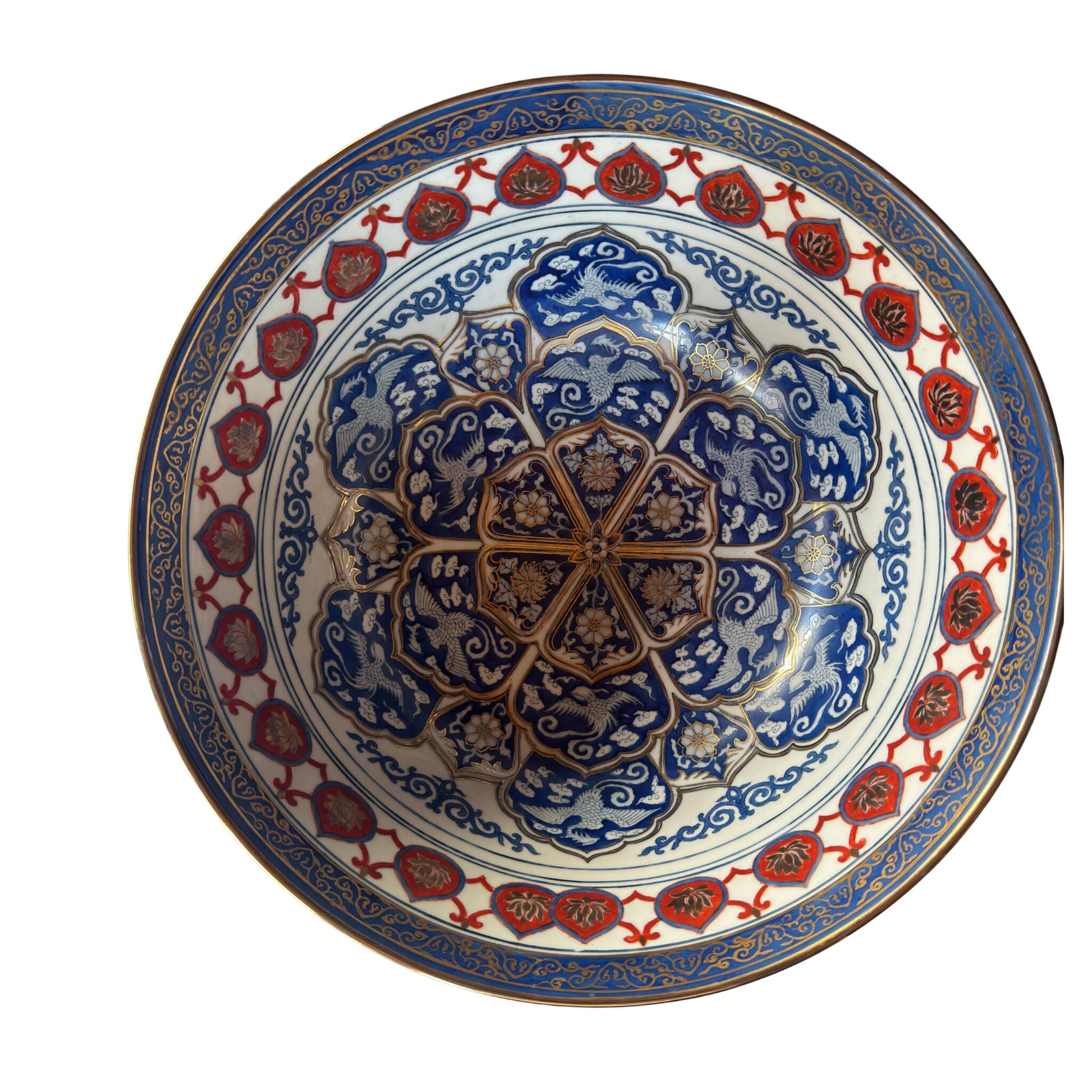 Grand bol japonais en porcelaine – style Imari – peint à la main – phénix e