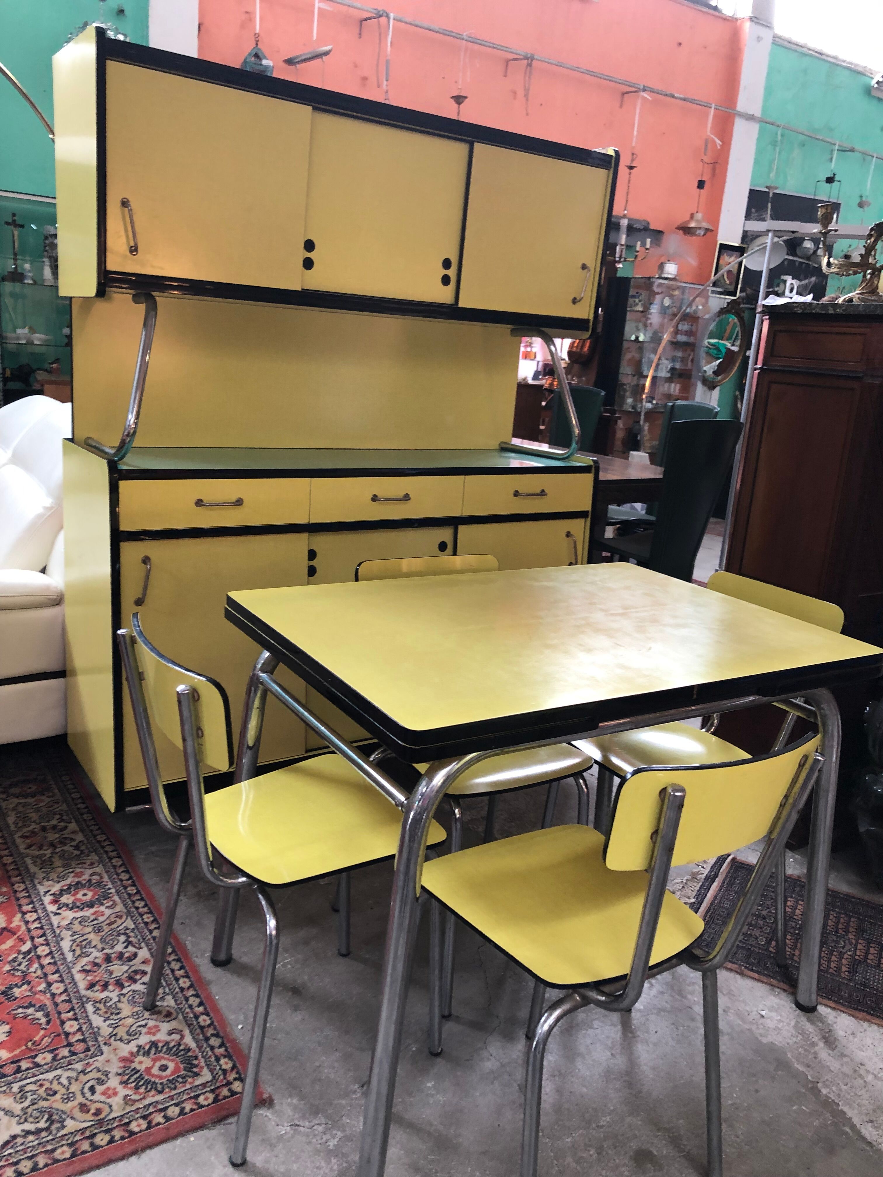 table + 4 chairs formica vintage 1960