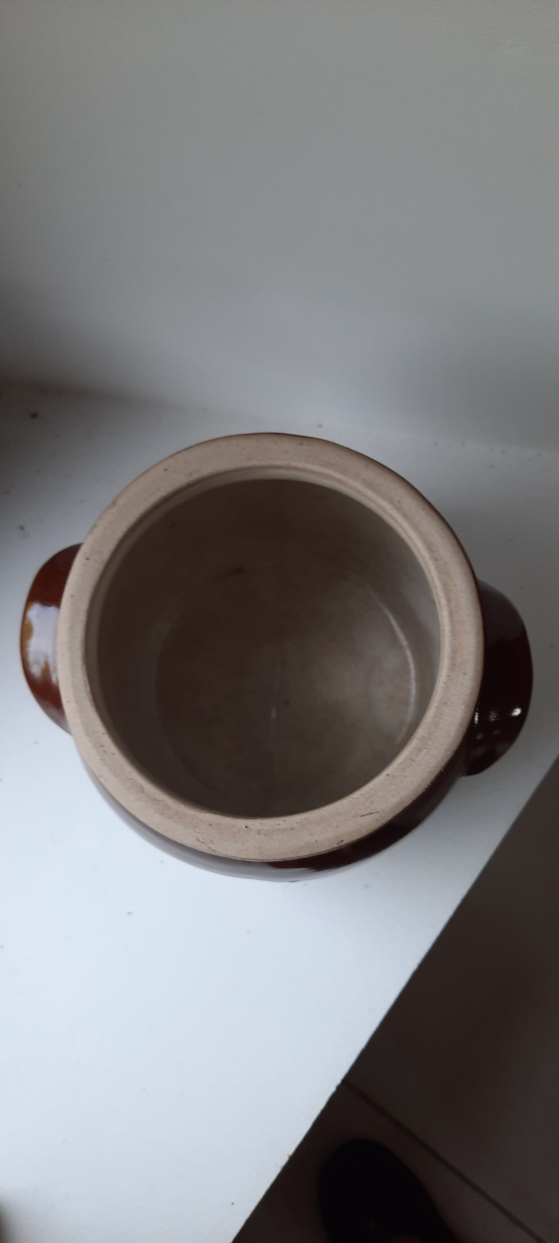 Chocolate glazed stoneware pot
