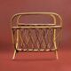 Vintage bamboo and wicker magazine rack