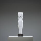 Abstract solid white marble torso