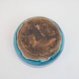 blue ceramic bowl with crackled enamel