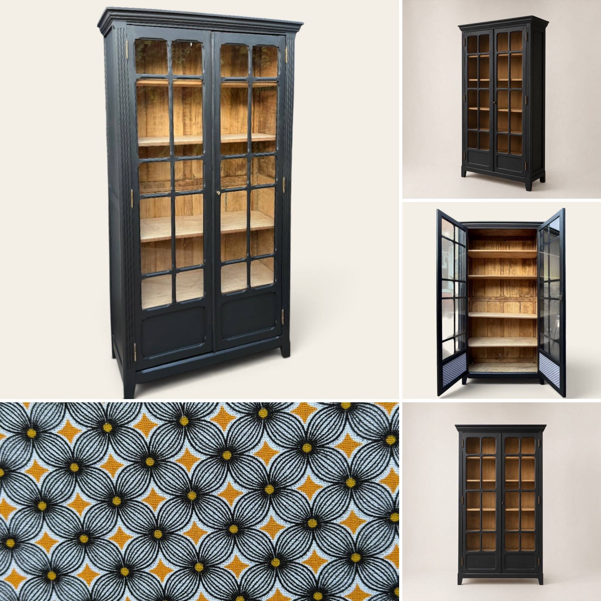 Armoire parisienne noire vitrée rénovée