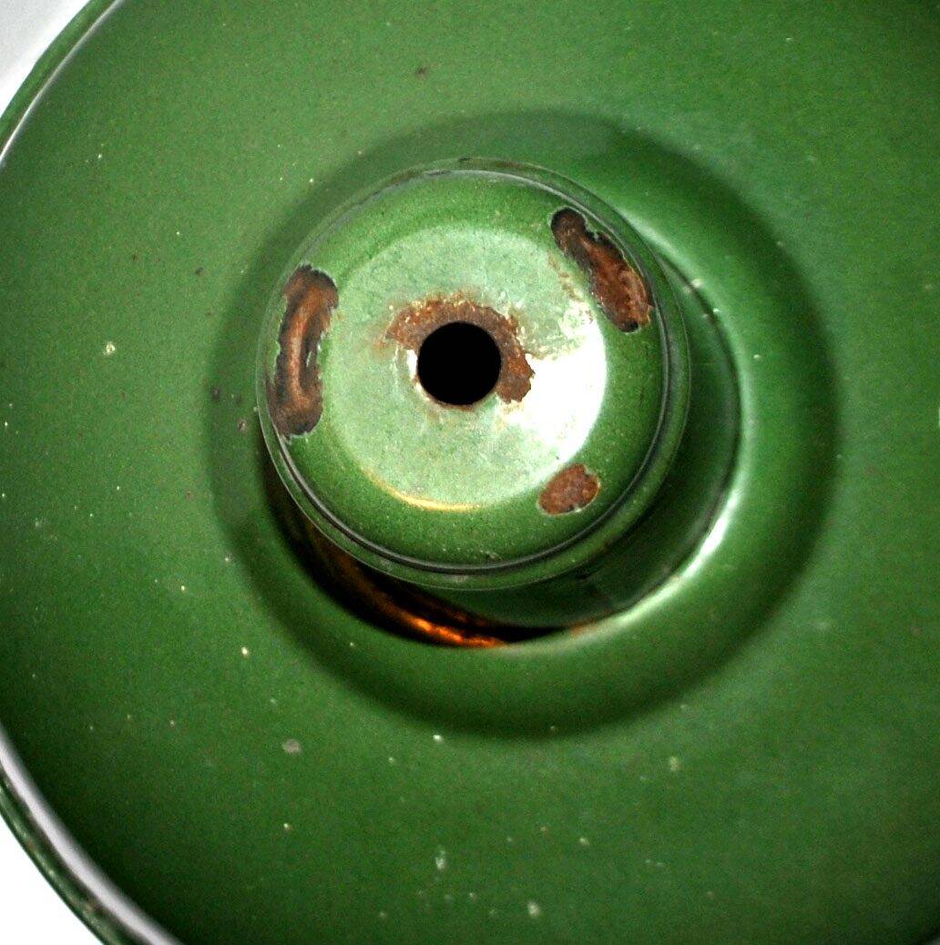 Green enamelled sheet metal workshop lamp – Industrial Farmhouse pendant light 41cm