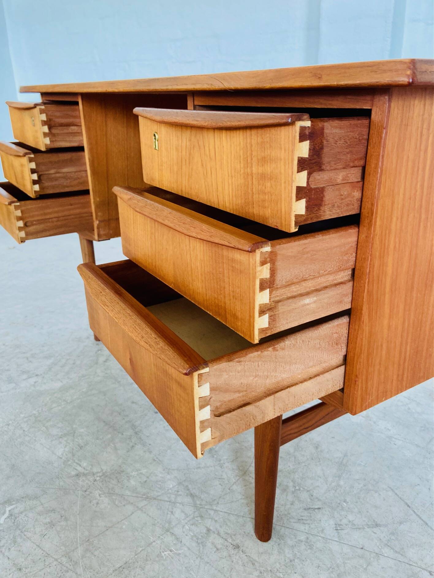 Vintage retro danish mid century teak desk 1960s