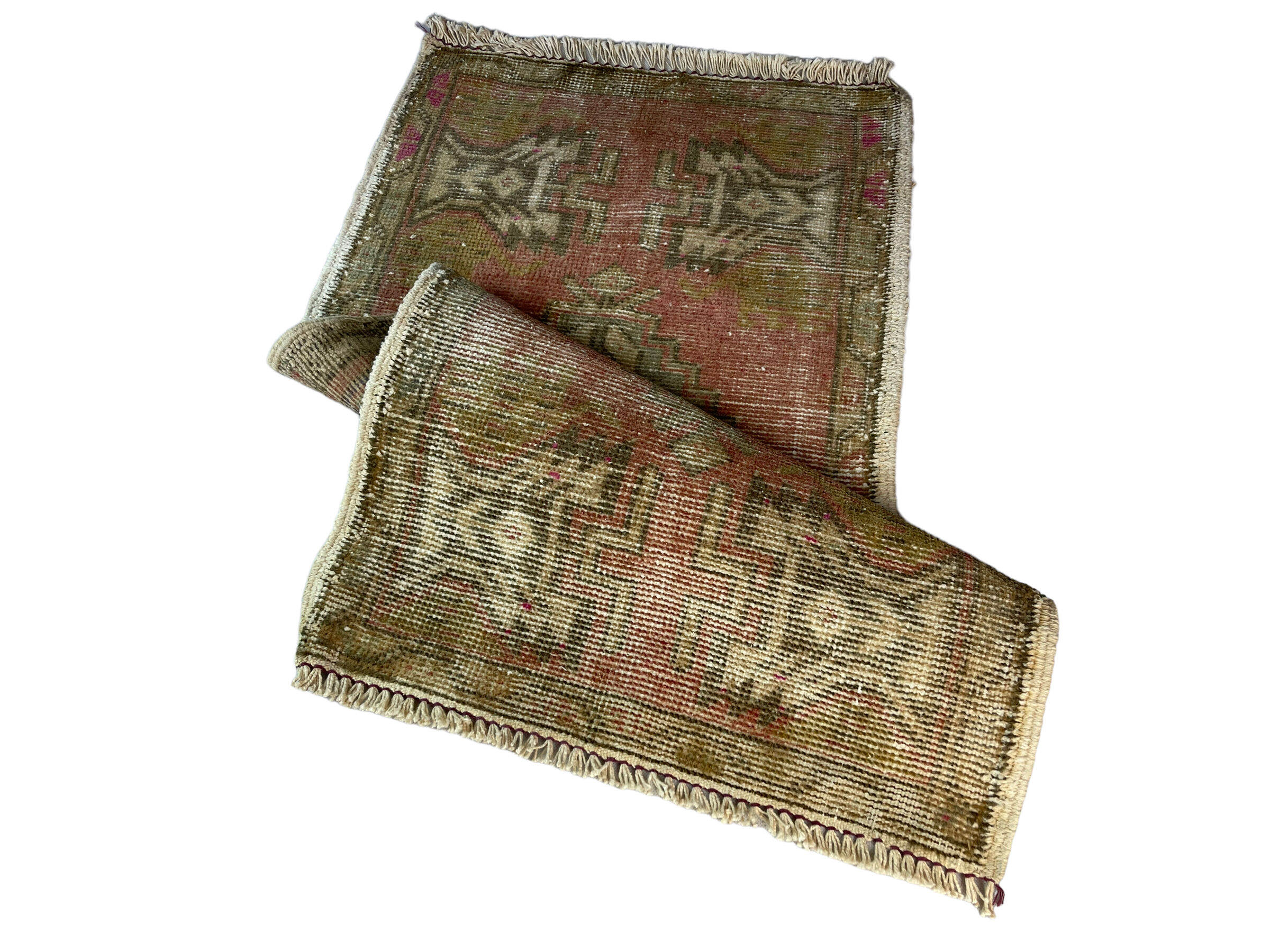 VINTAGE TURKISH PASTEL MINI RUG , 101 x 51 cm