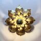 1970s 1980s Hollywood Regency Masca Gold Leaf Metal Flower Wall Sconce