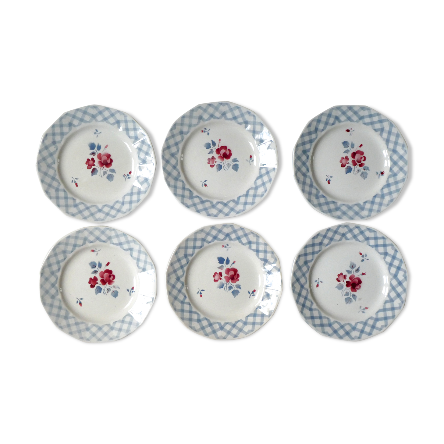 Set of 6 dessert plates Digoin Sarreguemines, Bastia model