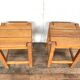 Pair Tabouret wears tripod plant solid wooden sofa tip 1950 Vintage furniture decoration