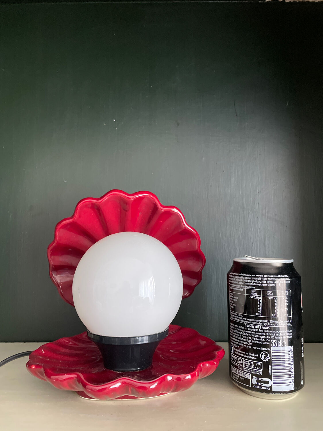 Lampe veilleuse coquillage perle vintage