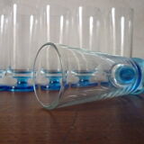 9 vintage champagne flutes with blue foot