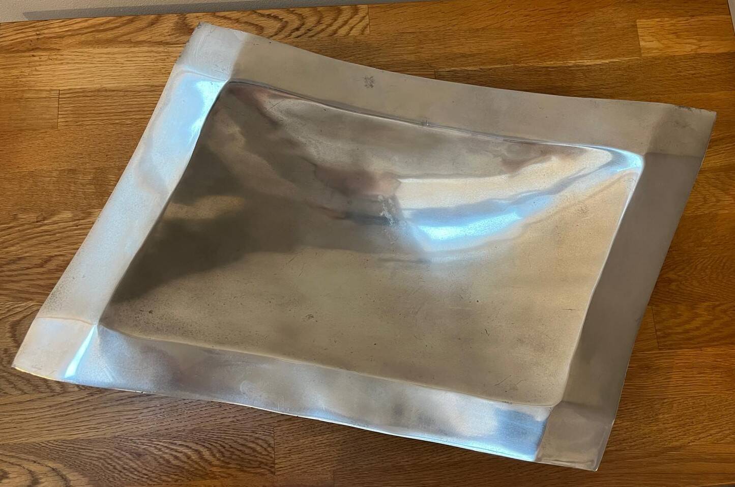 Vintage polished aluminium plate