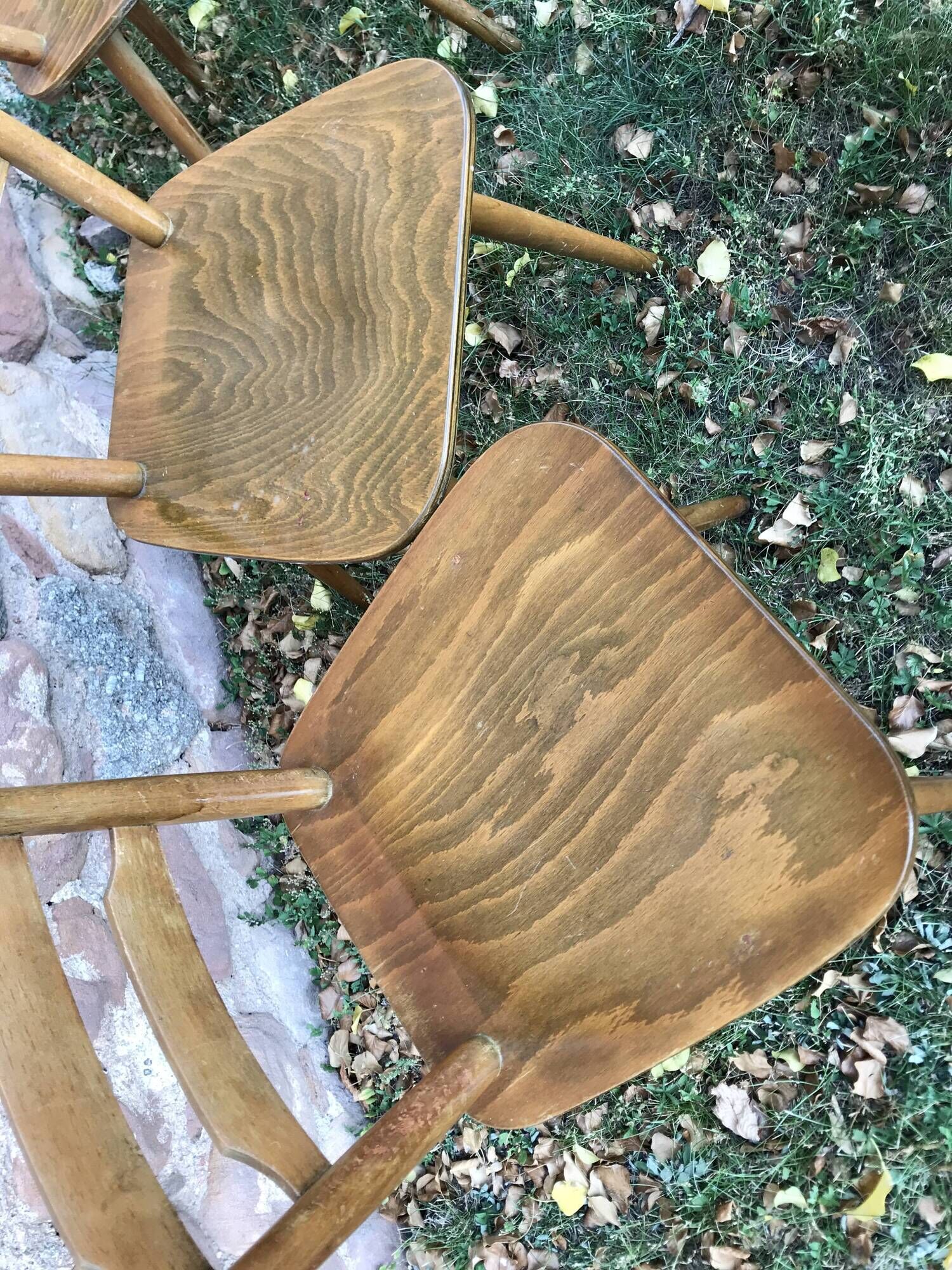 Series of 20 Scandinavian chairs or vintage wooden bistro