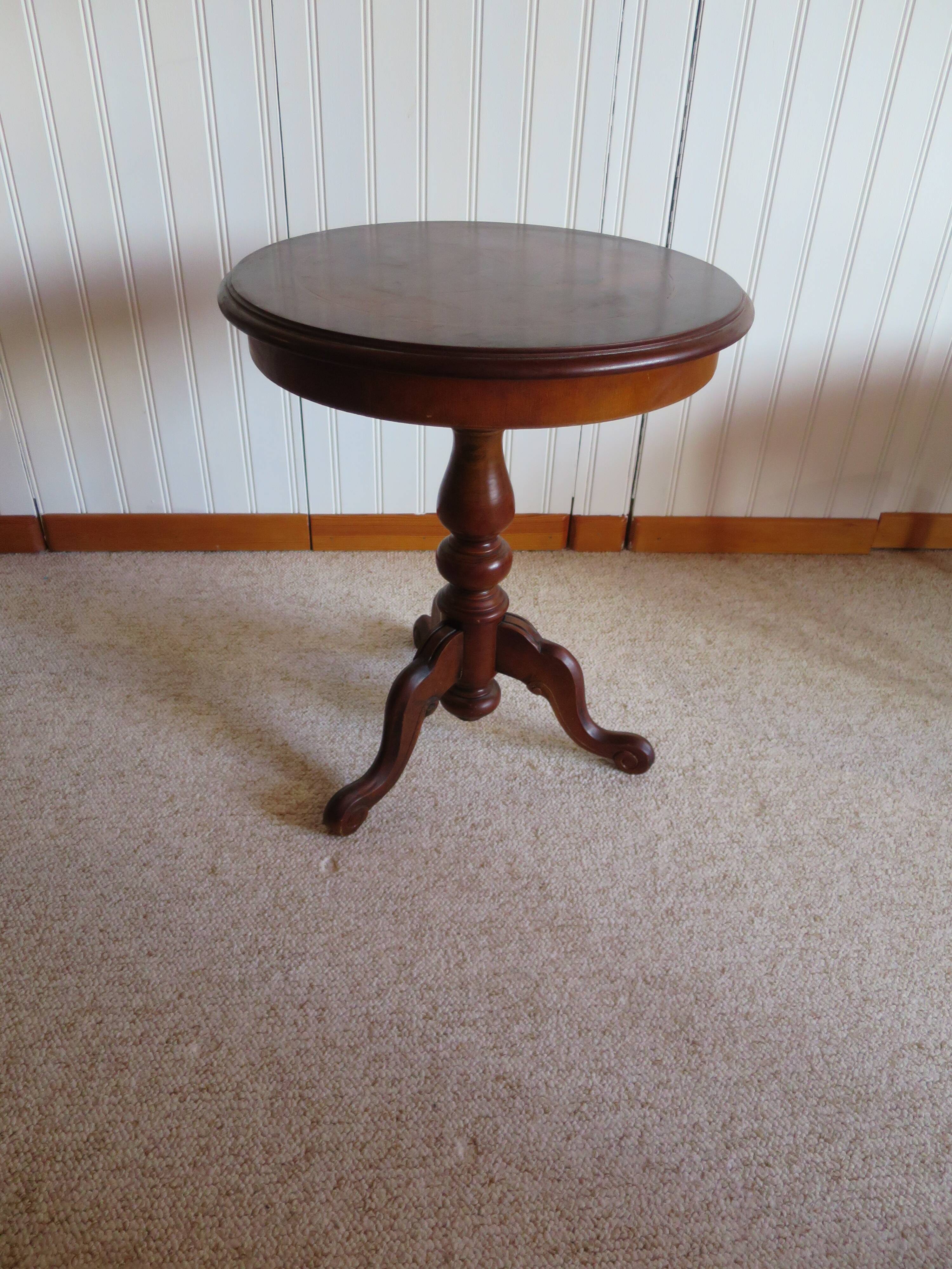 Side table - Tripod pedestal table - marquetry - Louis Philippe - mahogany stain