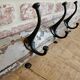 Solid teak coat hook with 4 double cast iron hooks